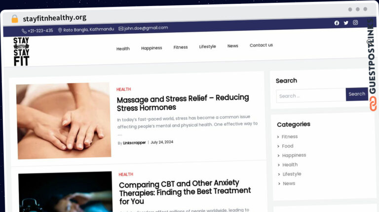 Publish Guest Post on stayfitnhealthy.org