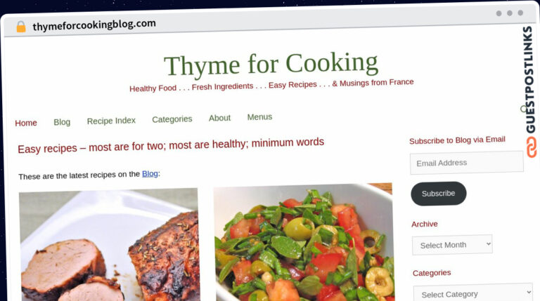 Publish Guest Post on thymeforcookingblog.com