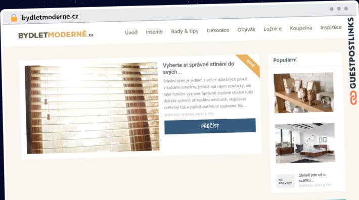 Publish Guest Post on bydletmoderne.cz