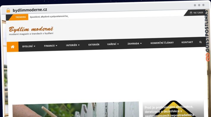 Publish Guest Post on bydlimmoderne.cz